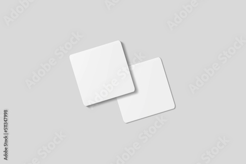 Blank square business card for mockup. 3D Render.