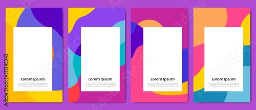 Vector colorful geometric and border background pattern for social media story template with copy space area