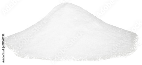Soda, flour, salt or sugar are poured in slides. Heap of white powder isolated on white background. © iKatod