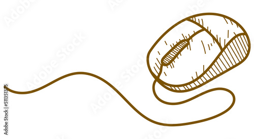  Icon computer mouse in pencil drawing style