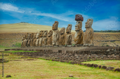 Tongariki Atu Easter Island Chile  photo