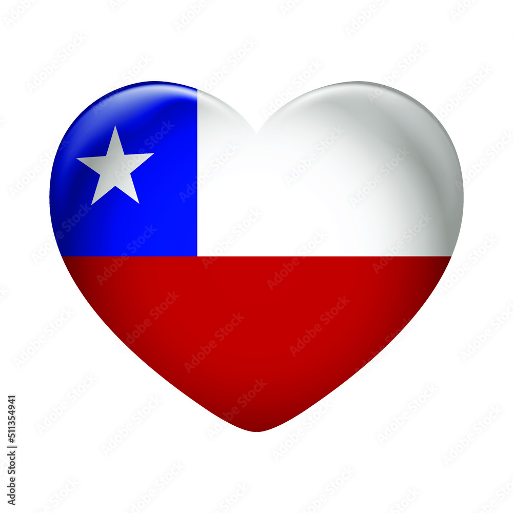 Chile flag icon isolated on white background. Chile flag. Flag icon glossy.