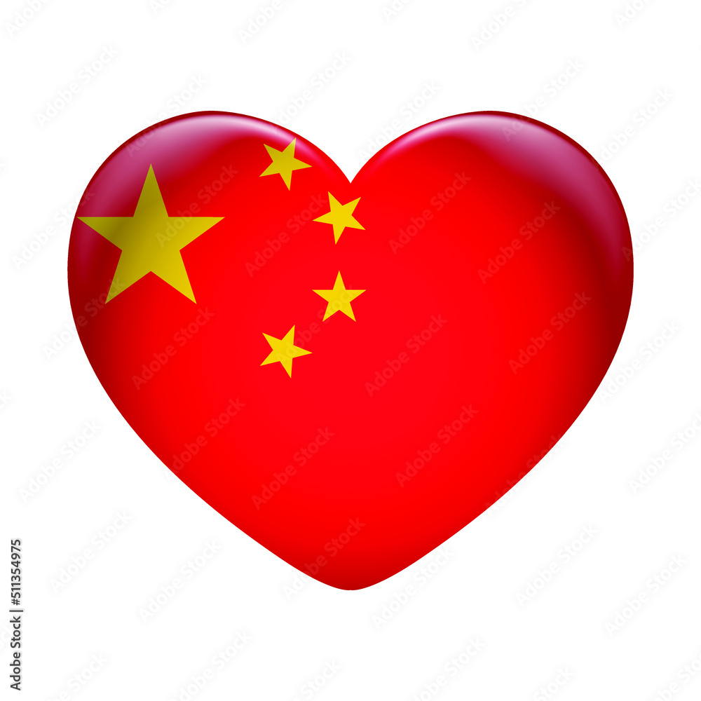 China flag icon isolated on white background. China flag. Flag icon glossy. China flag icon isolated on white background. China flag. Flag icon glossy.