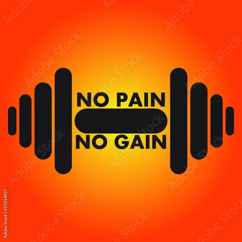 No pain no gain. The gym logo is isolated on a colorful background. dumbbell icon.