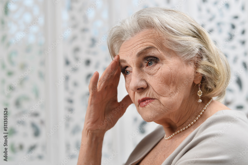 Portrait of a cute sad elderly woman Portrait of a cute sad elderly woman