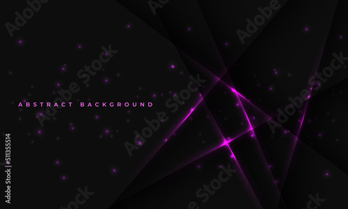 Black awards background with abstract pink light lines and highlights. Dark design modern futuristic luxury background. Vector illustration