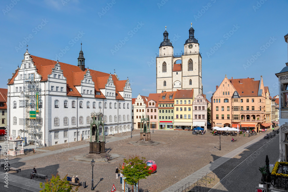 Wittenberg,  Saxony-Anhalt, Germany. View of Markt square