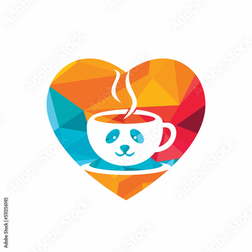 Panda coffee vector logo design template. Coffee shop or restaurant logo concept. 