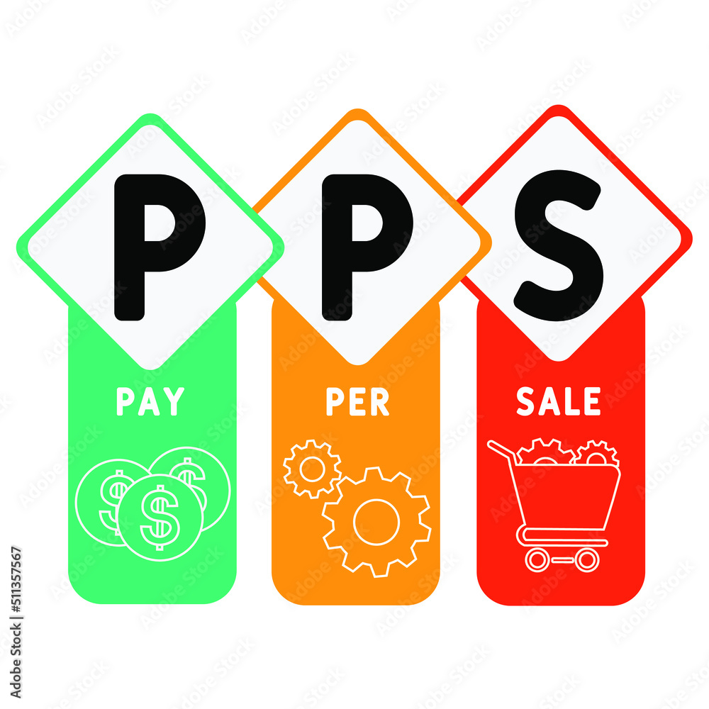 PPS - Pay Per Sale acronym. business concept background. vector illustration concept with keywords and icons. lettering illustration with icons for web banner, flyer, landing pag PPS - Pay Per Sale acronym. business concept background. vector illustration concept with keywords and icons. lettering illustration with icons for web banner, flyer, landing pag