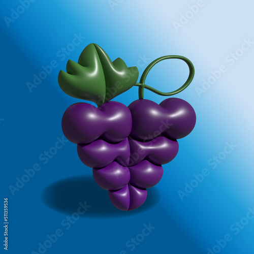 Grape Blue 3D Rendering