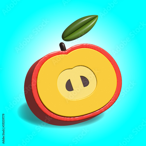 Apple Cut 3D Rendering