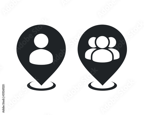Map pin with person icon. Vector illustration