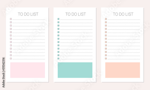 Cute paper notes. Stationary set. Scrapbook notes and cards.Printable planner. To Do List note. Template for your message. Decorative planning element. Vector illustration.