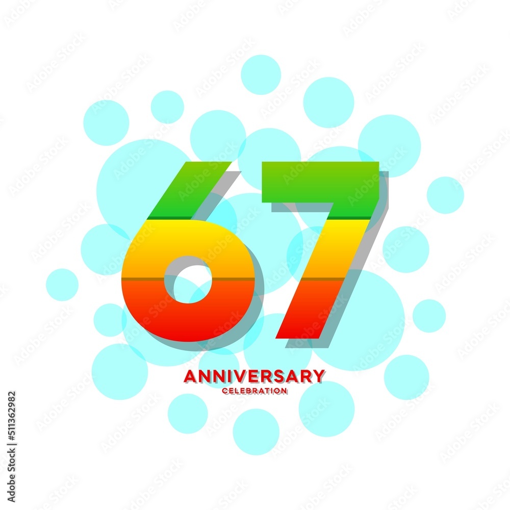 67 Years Anniversary Celebration Vector Template Design Illustration