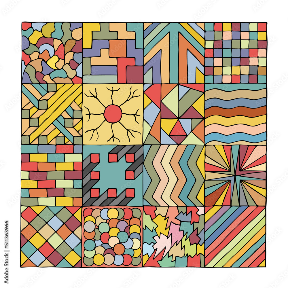 Many different, colorful patterns, backgrounds, textures, wallpapers. Doodle. Hand Drawn. Freehand drawing. Many different, colorful patterns, backgrounds, textures, wallpapers. Doodle. Hand Drawn. Freehand drawing.