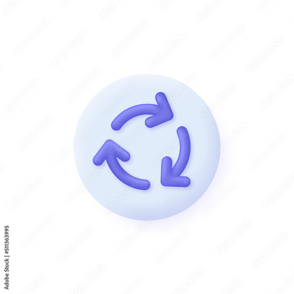 3D Recycle icon isolated on white background. Arrow recycle and rotation icon. Can be used for many purposes. Trendy and modern vector in 3d style. 3D Recycle icon isolated on white background. Arrow recycle and rotation icon. Can be used for many purposes. Trendy and modern vector in 3d style.