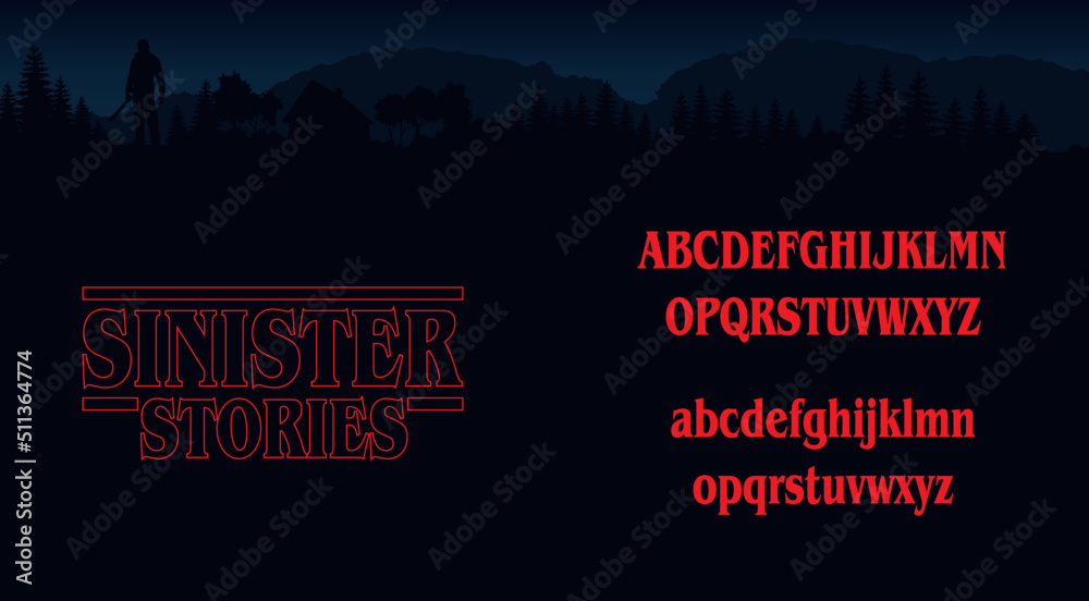 Halloween lettering, Sinister Stories Alphabet, Retro 80's letters, Horror Style ABC, Scary Movie Title
