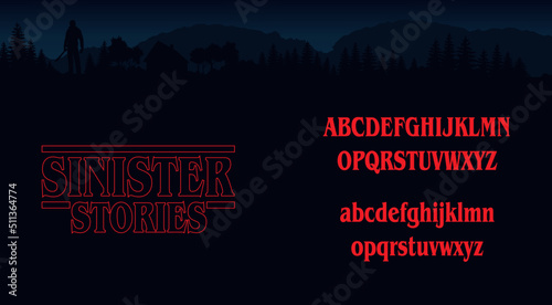Halloween lettering, Sinister Stories Alphabet, Retro 80's letters, Horror Style ABC, Scary Movie Title photo
