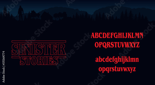 Obraz na płótnie Halloween lettering, Sinister Stories Alphabet, Retro 80's letters, Horror Style ABC, Scary Movie Title w salonie