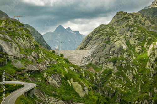 Grimselsee dam high in Grimselpass in Switzerland