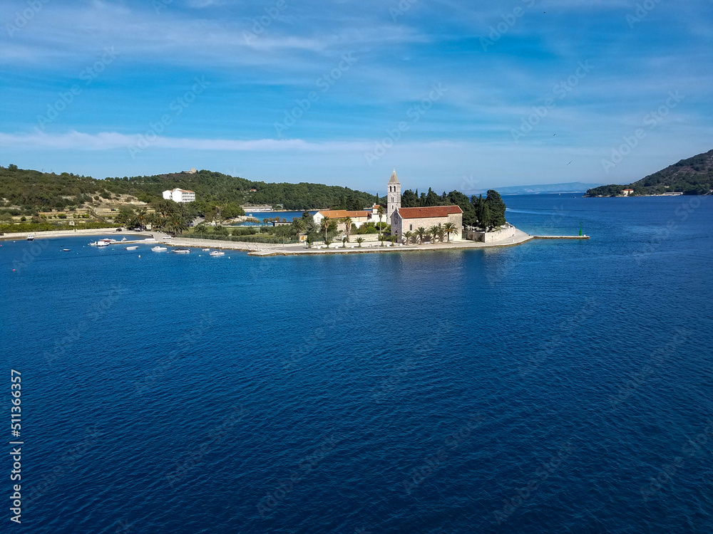 View of Vis, Croatia cityscape and seascape 