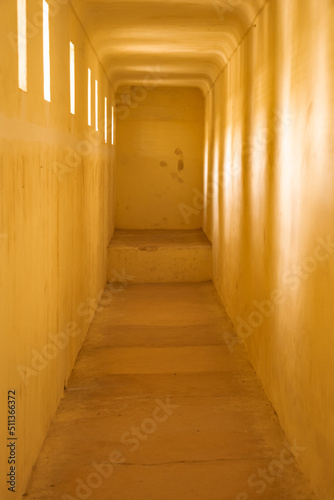 Yellow corridor in the old building