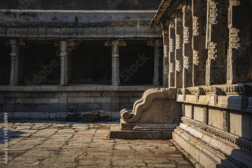 The Varadharaja Perumal Temple and Lord Atthi Varadar Perumal god statue inside the pond, Kanchipuram, Tamil Nadu, South India - Sculptures, archeological, Religion and Worship scenario image
