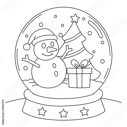 Christmas Snow Globe Coloring Page for Kids
