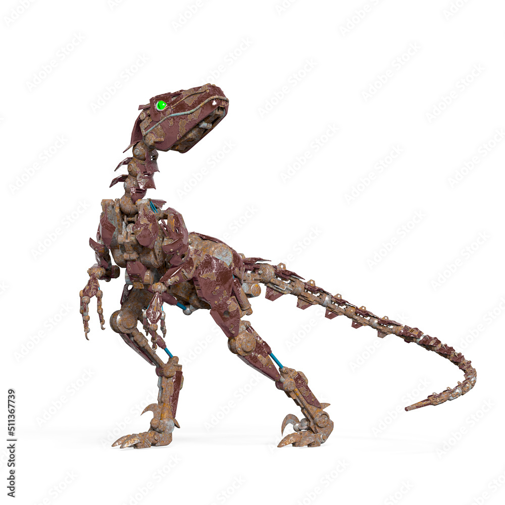 rusty raptor robot in squirrel pose Stock Illustration | Adobe Stock