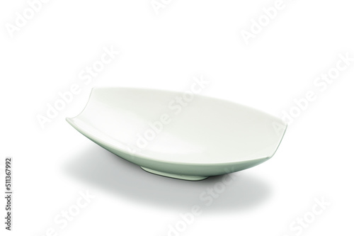 White ceramic deep serving plate, isolated on white 