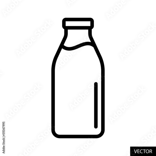 Milk bottle vector icon in line style design for website design, app, UI, isolated on white background. Editable stroke. Vector illustration.