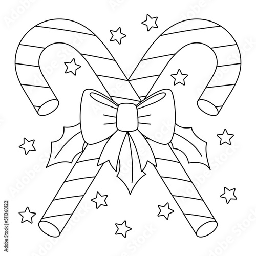 Christmas Candy Cane Coloring Page for Kids