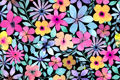 seamless pattern of colors of different sizes in pastel shades on a black background