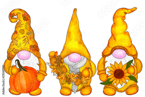 Three autumn fairy gnomes photo