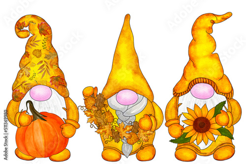 Three autumn fairy gnomes