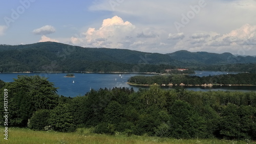 View of the Solińskie Lake in the Bieszczady Mountains.