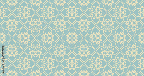 Abstract seamless pattern. Stylish brocade ornament with geometric shapes. Floral ornamental texture. Artistic backdrop in arab orient textile style.