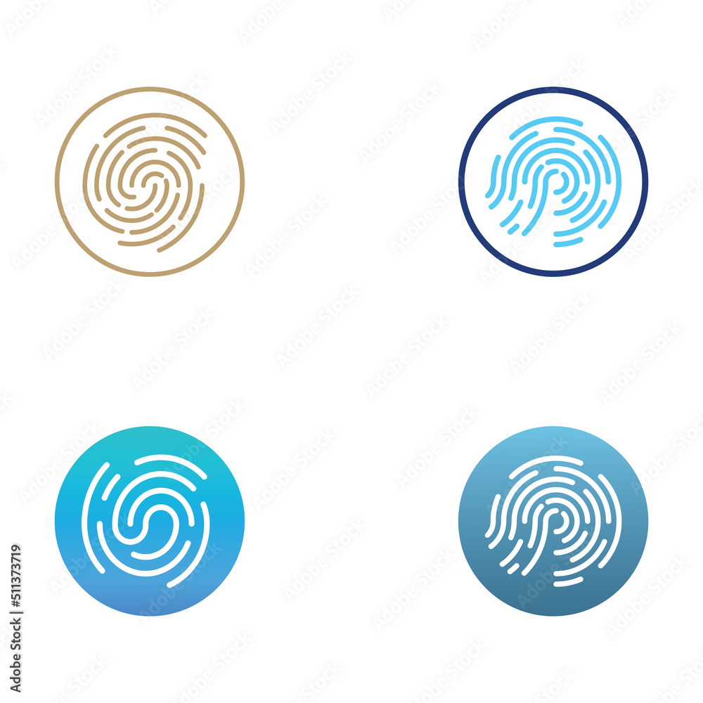 Fingerprint logo,fingerprint scan logo for business card identity.Logo design vector illustration templates and icons.