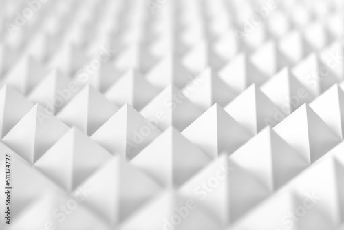 White geometric pyramids abstract background pattern