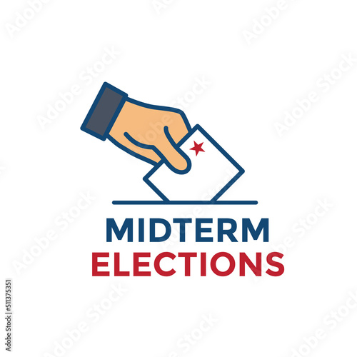 2022 Midterm Elections Design w Red White and Blue Vote Icon