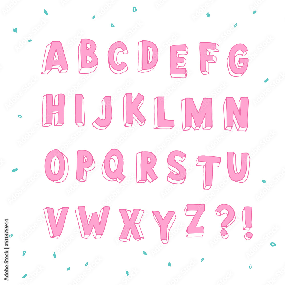 Hand drawn pink font Hand drawn pink font