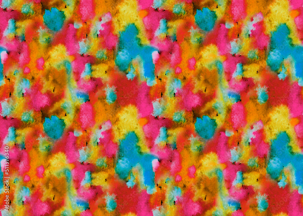 Seamless abstract pattern of colorful spots: red, turquoise, yellow, watercolor print for fabric, wrapping paper, wallpaper, home decor, etc. Seamless abstract pattern of colorful spots: red, turquoise, yellow, watercolor print for fabric, wrapping paper, wallpaper, home decor, etc.