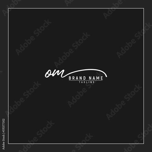 initials OM logo design signature monogram handwriting vector graphic premium illustration