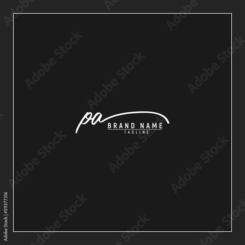 initials PA logo design signature monogram handwriting vector graphic premium illustration