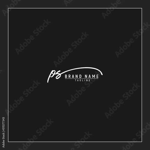 initials PS logo design signature monogram handwriting vector graphic premium illustration