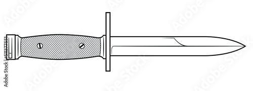 Tela Vector illustration of the american M7 bayonet with silencer on the white backgr