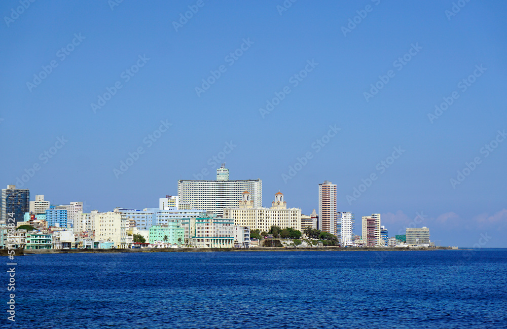skyline of havana at the malecon