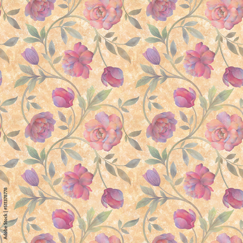 Seamless botanical pattern. Abstract floral pattern.