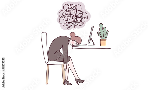 Professional burnout syndrome. Tired office worker sitting on the chair Free Vector
