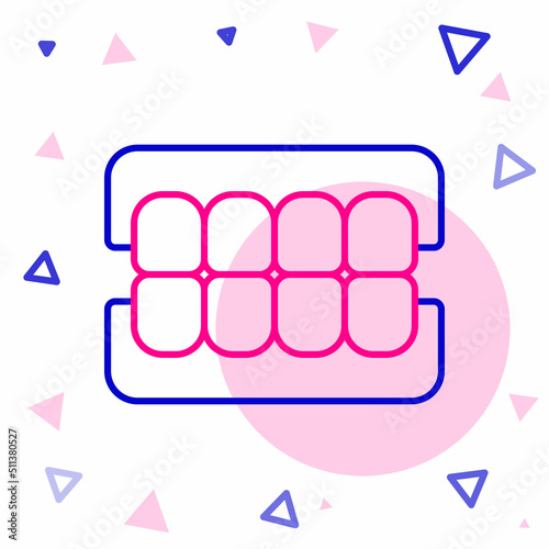Line False jaw icon isolated on white background. Dental jaw or dentures, false teeth with incisors. Colorful outline concept. Vector